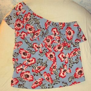 Floral, one shoulder shirt